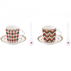 Set of coffee cups with saucers and spoons 100 ml (2 pcs.) photo — online shop of dishes Posud:Meister